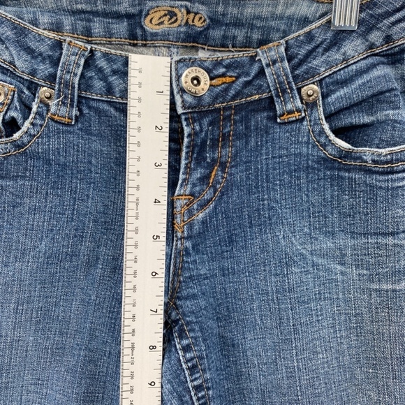 Warehouse One Jeans Women's Size 26 Mid Rise Flare Leg Blue Denim 5 Pocket - Picture 12 of 14